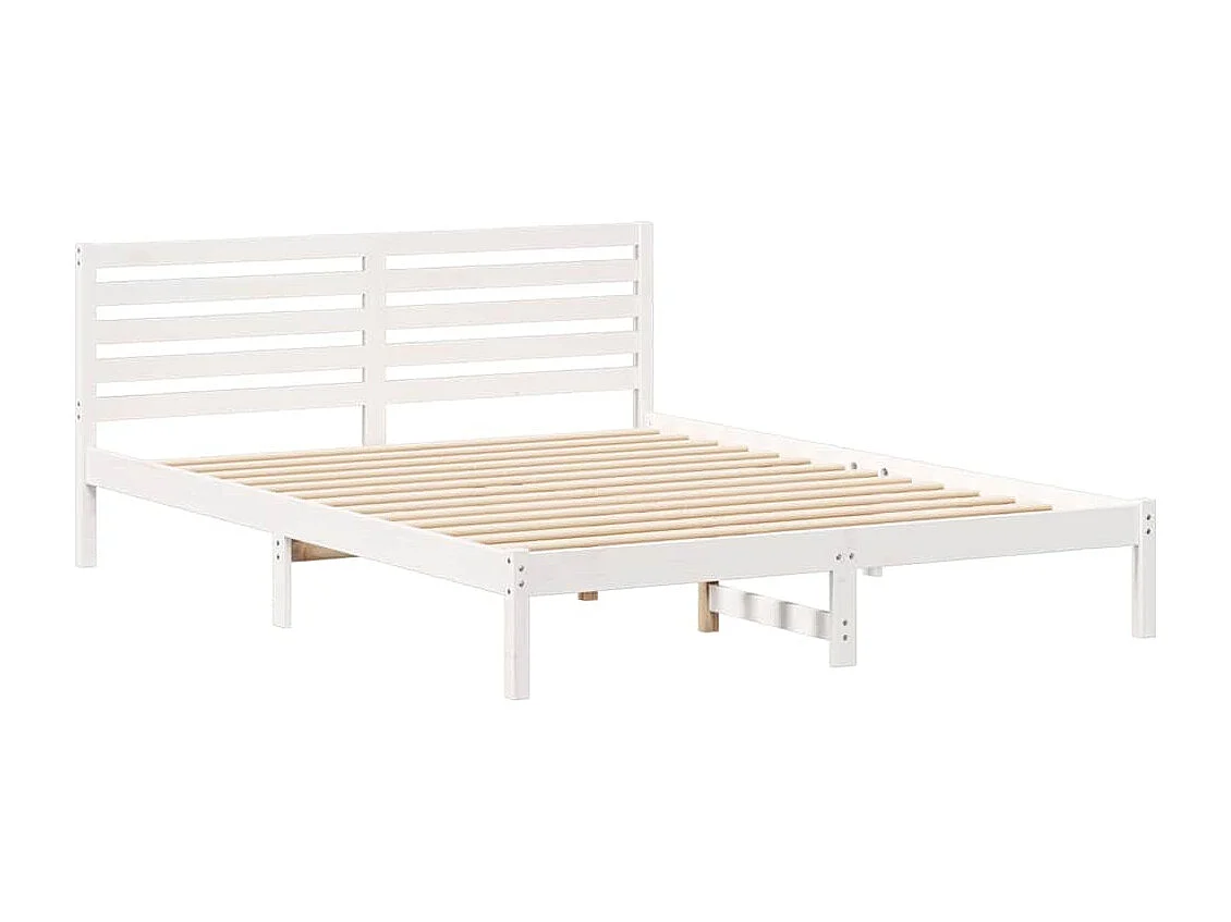 Cadre de lit Blanc 160 x 220 cm Bois massif en pin