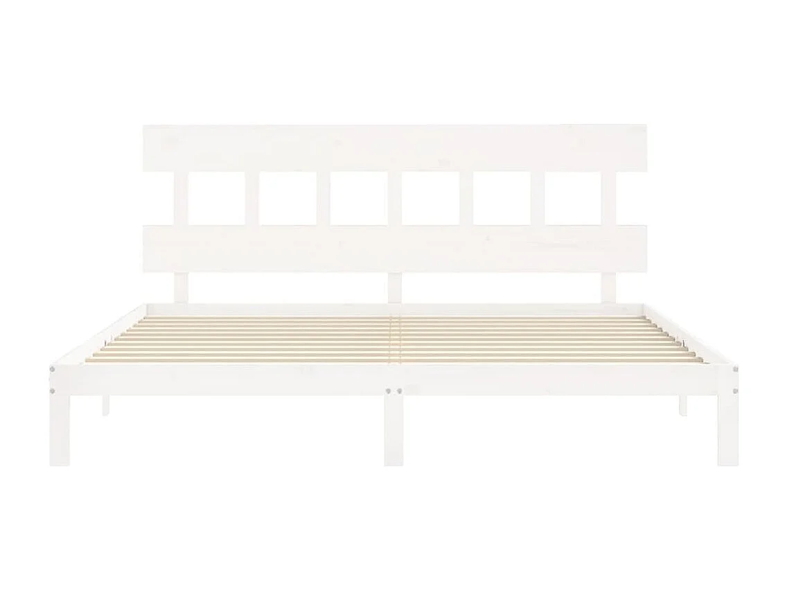 Struttura letto senza materasso bianco 200x200 cm in legno massello di pino