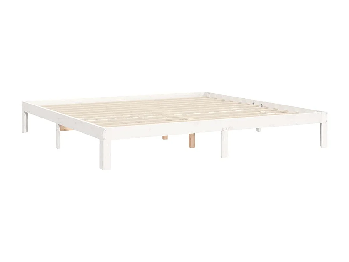 Struttura letto senza materasso bianco 200x200 cm in legno massello di pino