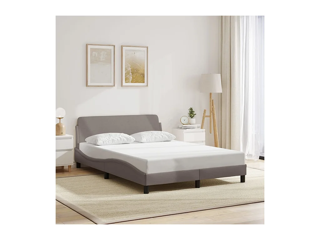 Struttura letto senza materasso in tessuto tortora 140x200 cm