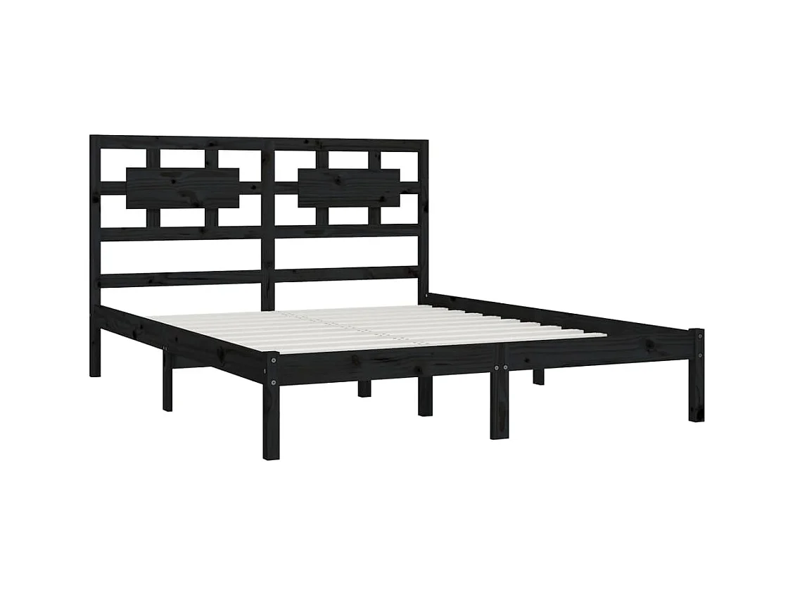 Struttura letto senza materasso nero 200x200 cm in legno massello di pino