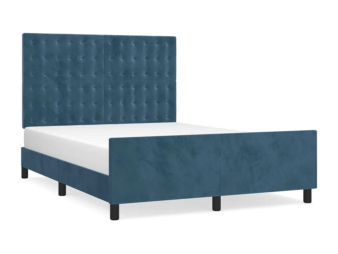 Struttura letto blu scuro senza materasso 140x190 cm velluto