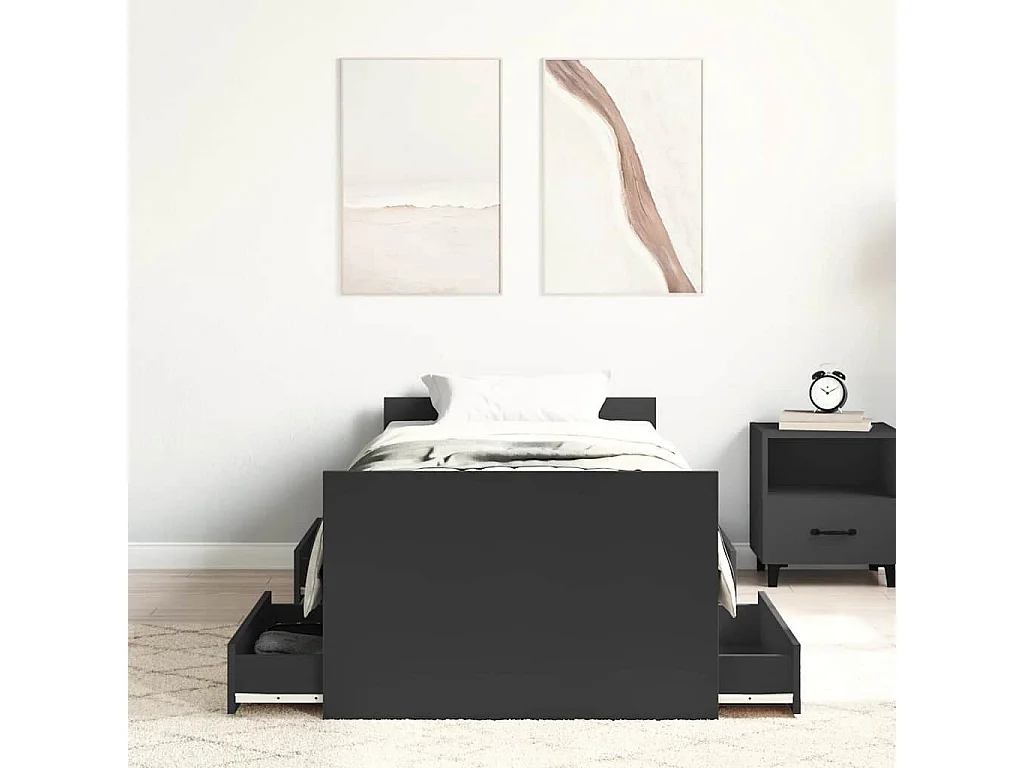 Cadre de lit sans matelas noir 90x190 cm
