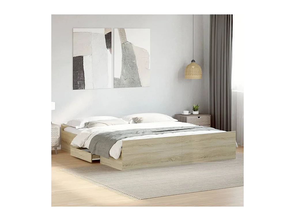 Bedframe met lades zonder matras sonoma eiken 180x200 cm