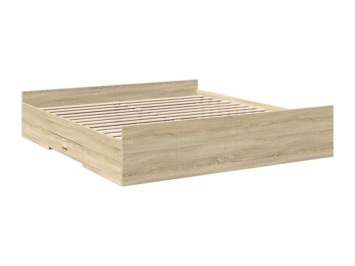 Struttura letto con cassetti senza materasso rovere sonoma 180x200 cm
