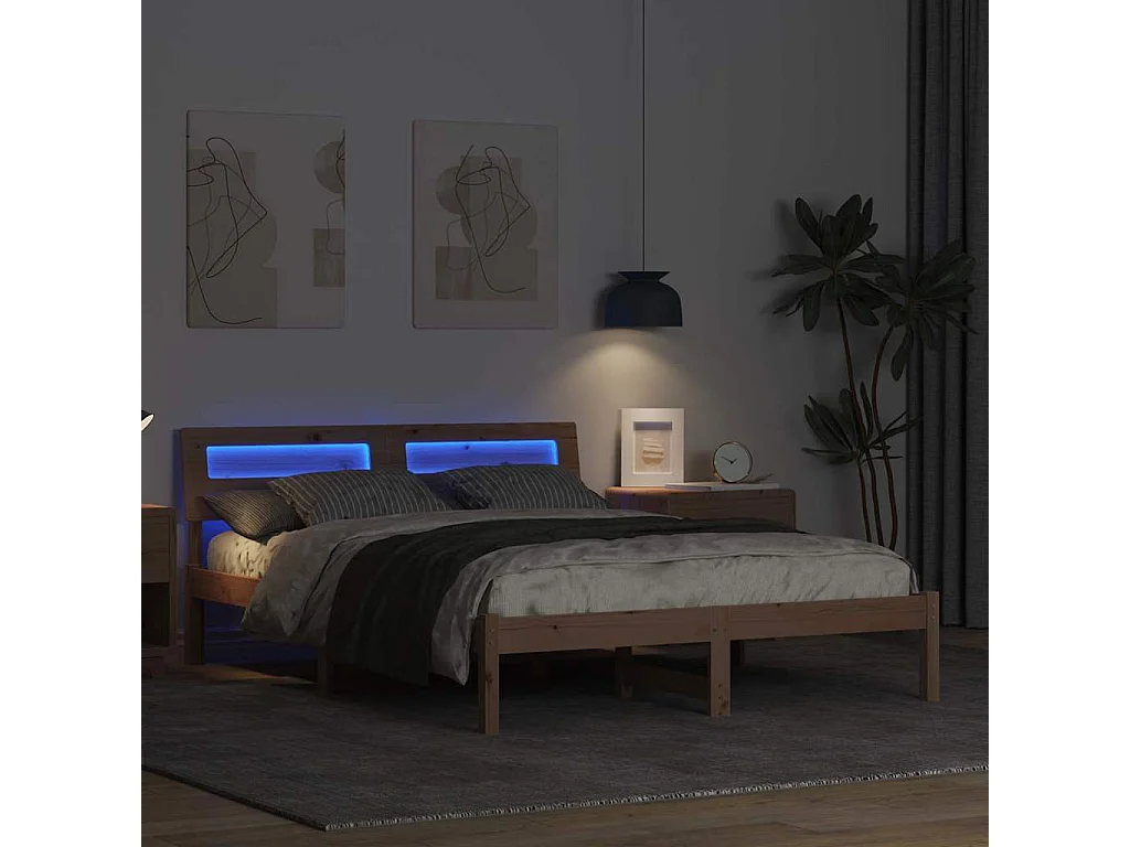 Cadre de lit Marron 120 x 190 cm Bois massif en pin