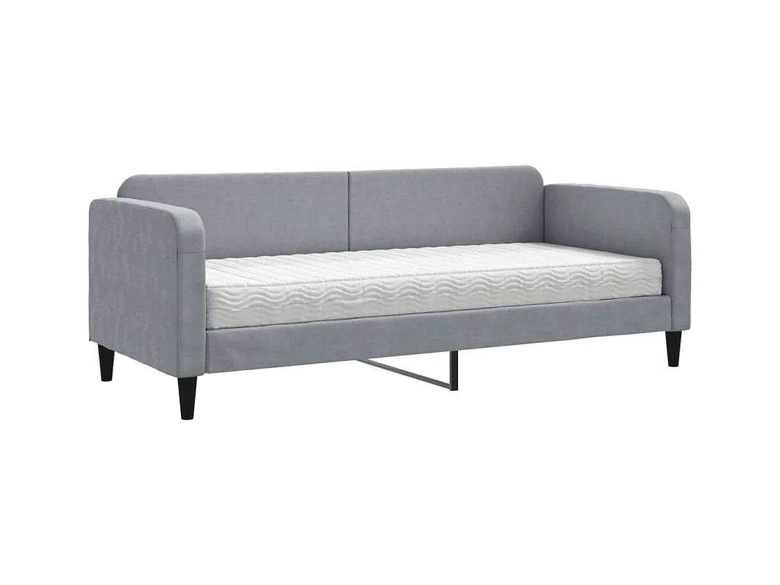 Lit de jour avec matelas gris clair 80x200 cm tissu