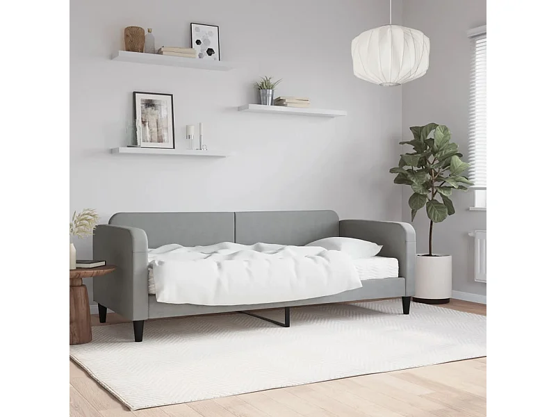 Lit de jour avec matelas gris clair 80x200 cm tissu