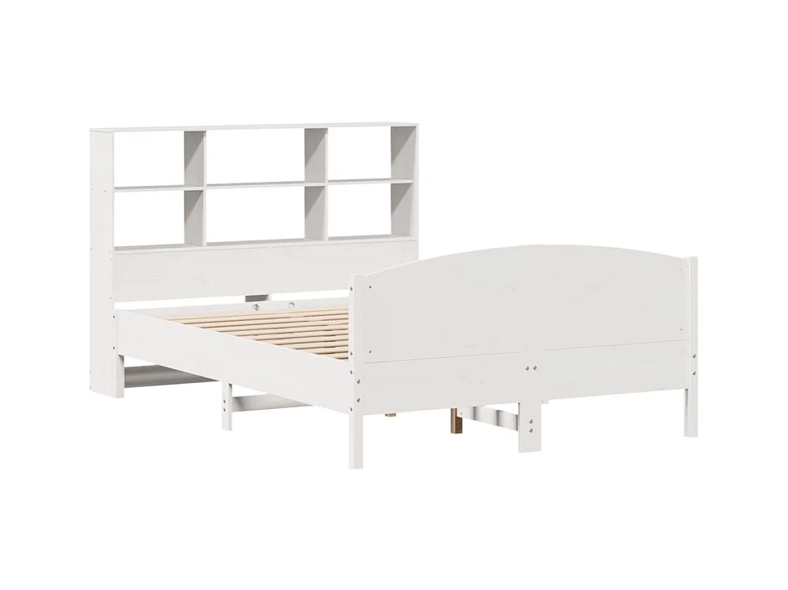 Bibliotheekbed zonder matras wit 120x190 cm massief grenenhout