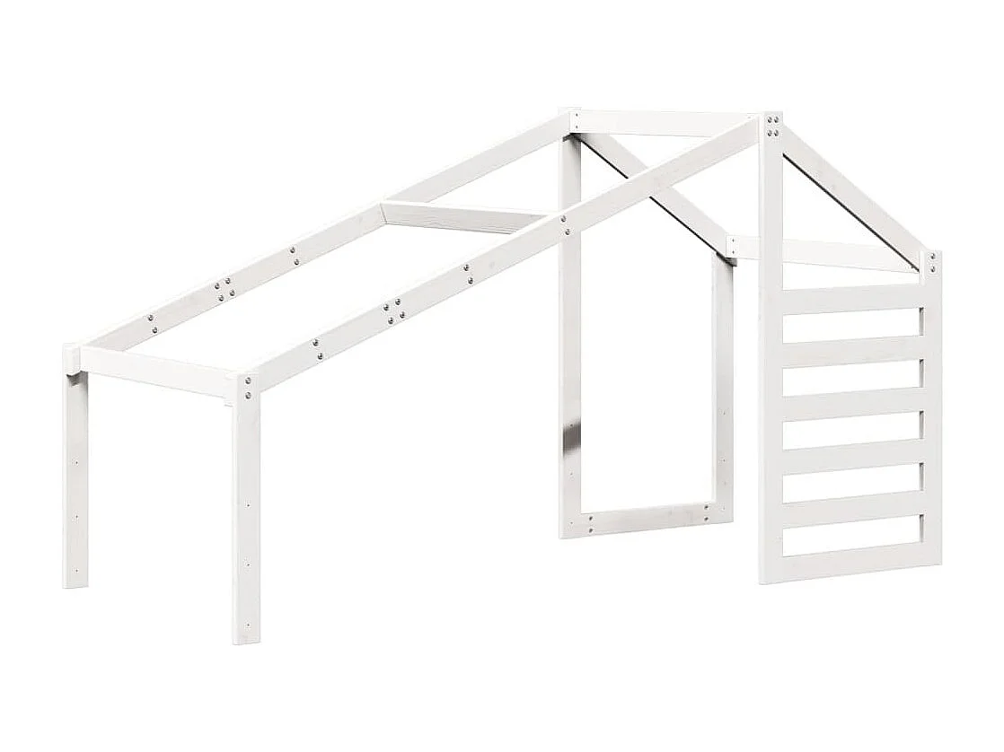 Cama alta sin colchón blanca 80x200 cm madera maciza de pino