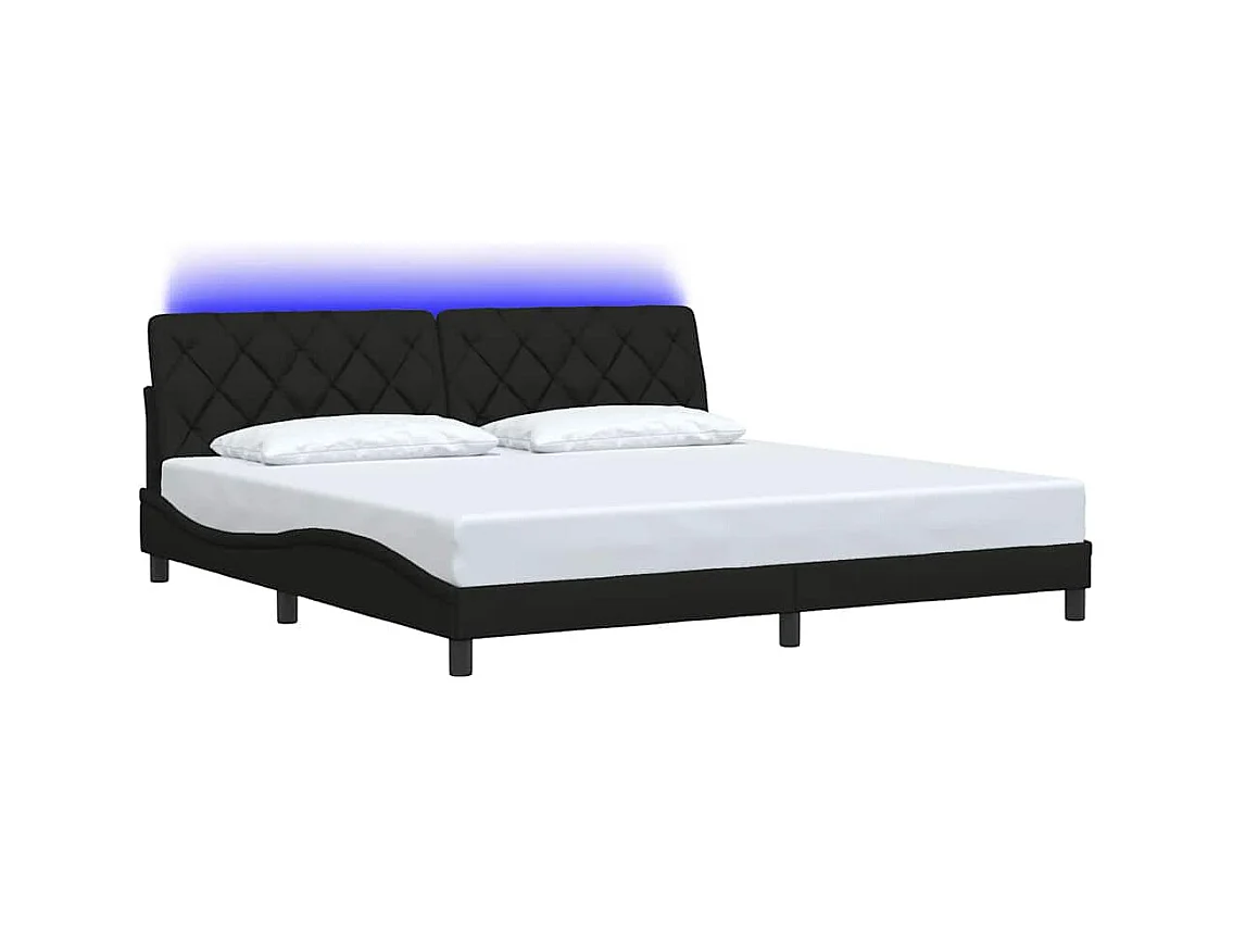 Struttura letto con LED senza materasso tessuto nero 200x200 cm