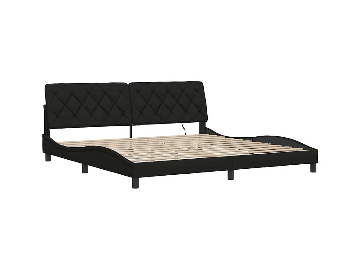 Struttura letto con LED senza materasso tessuto nero 200x200 cm