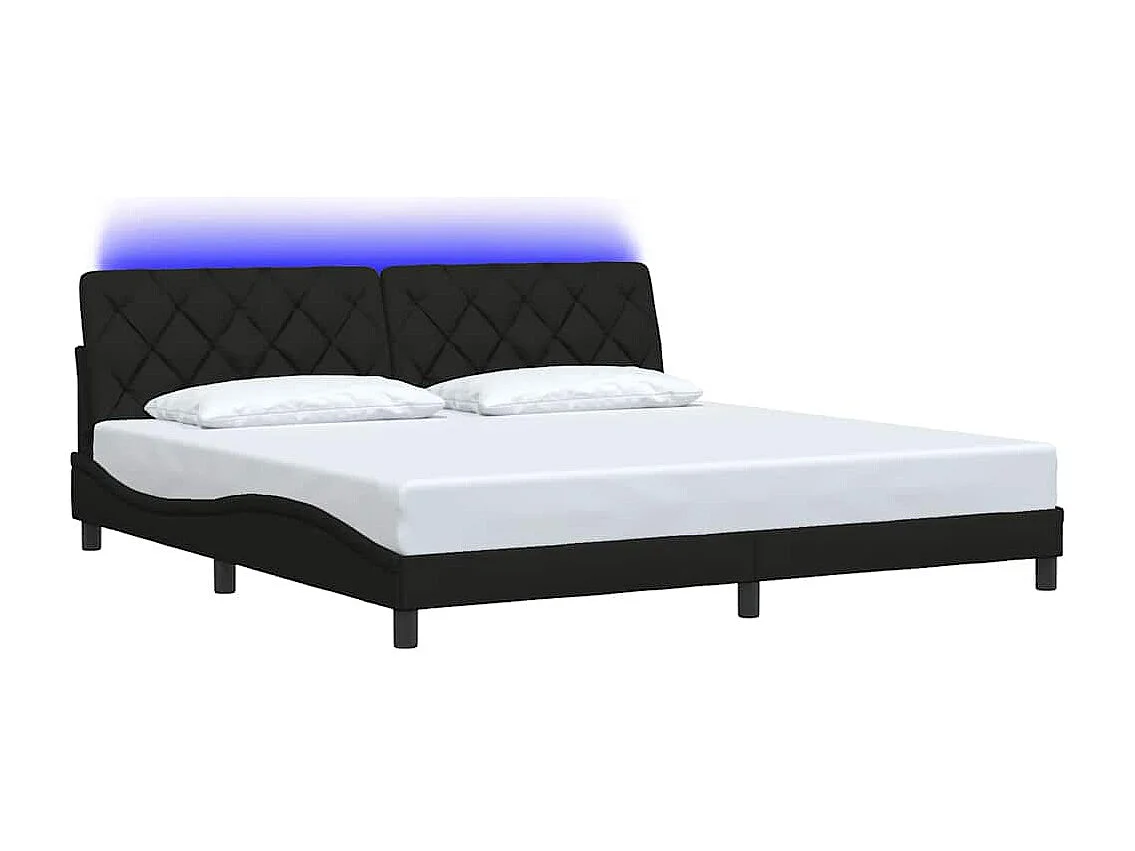 Cadre de lit avec LED sans matelas noir 200x200 cm tissu