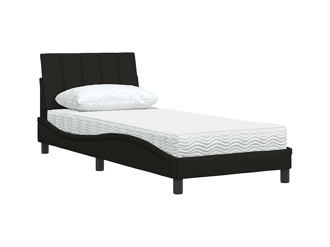 Cama con colchón de tela negra 90x200 cm