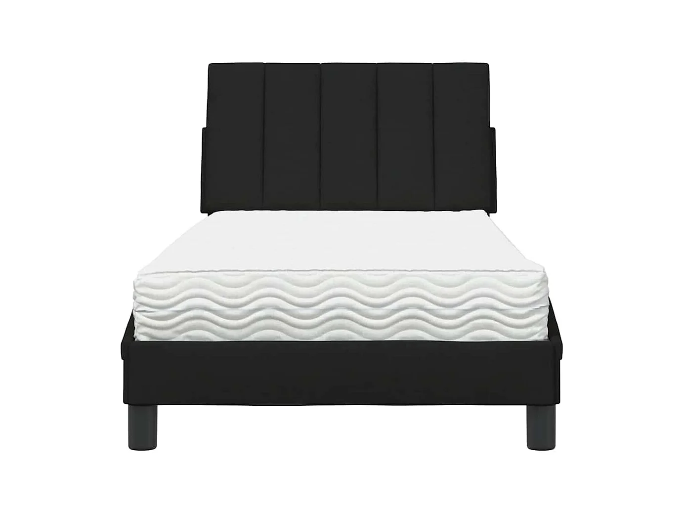 Cama con colchón de tela negra 90x200 cm