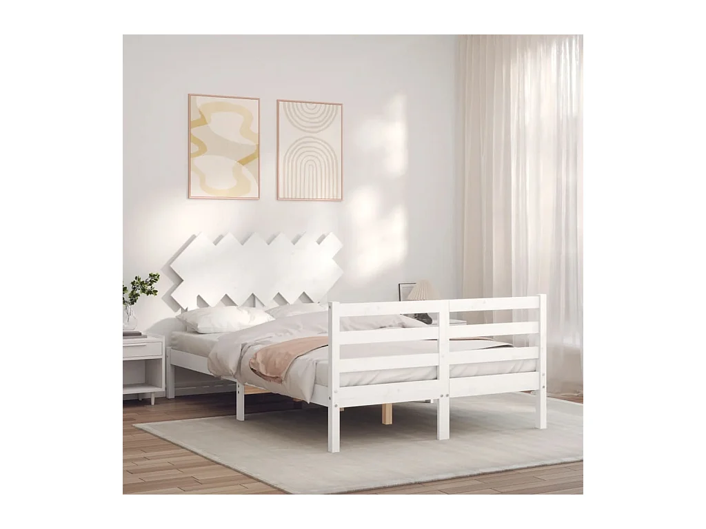 Struttura letto in legno massello bianco senza materasso