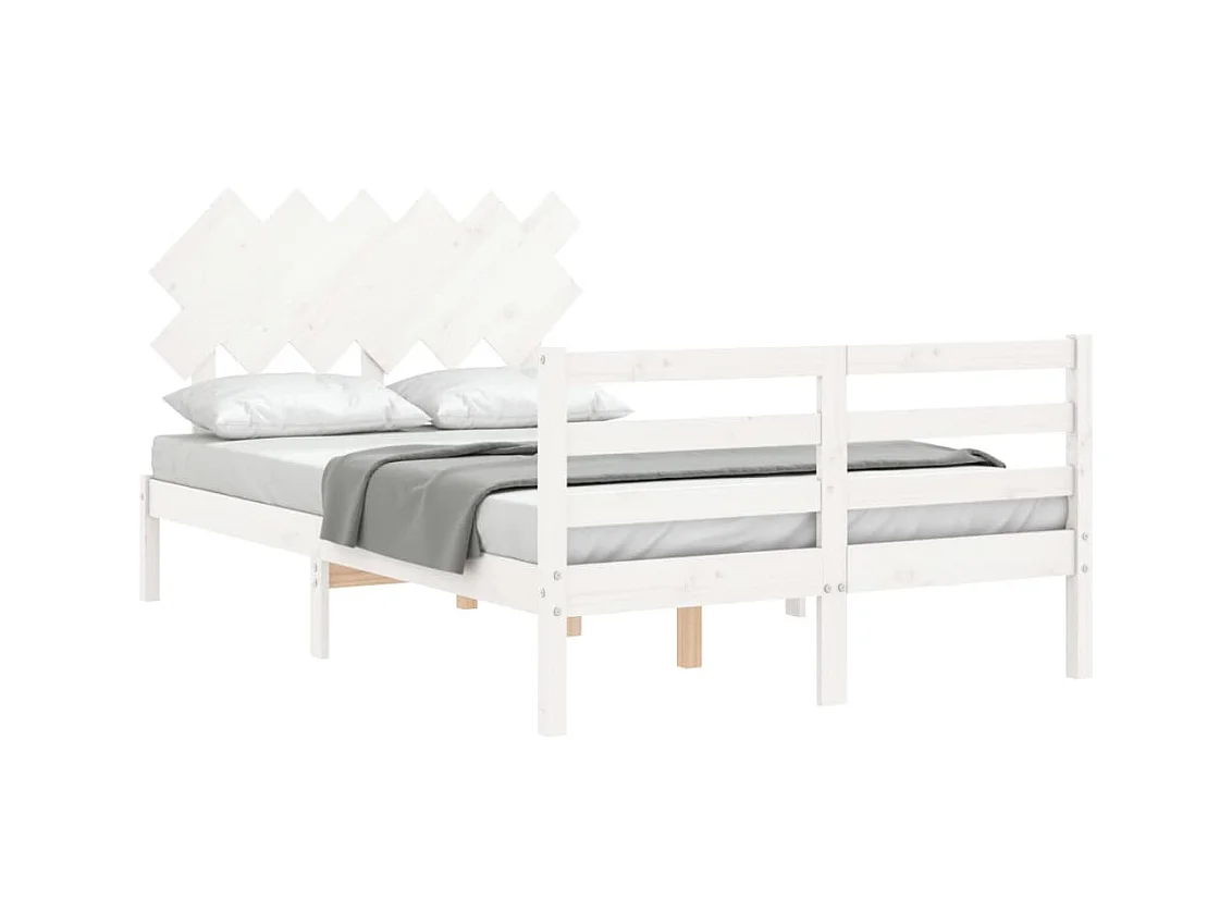 Struttura letto in legno massello bianco senza materasso