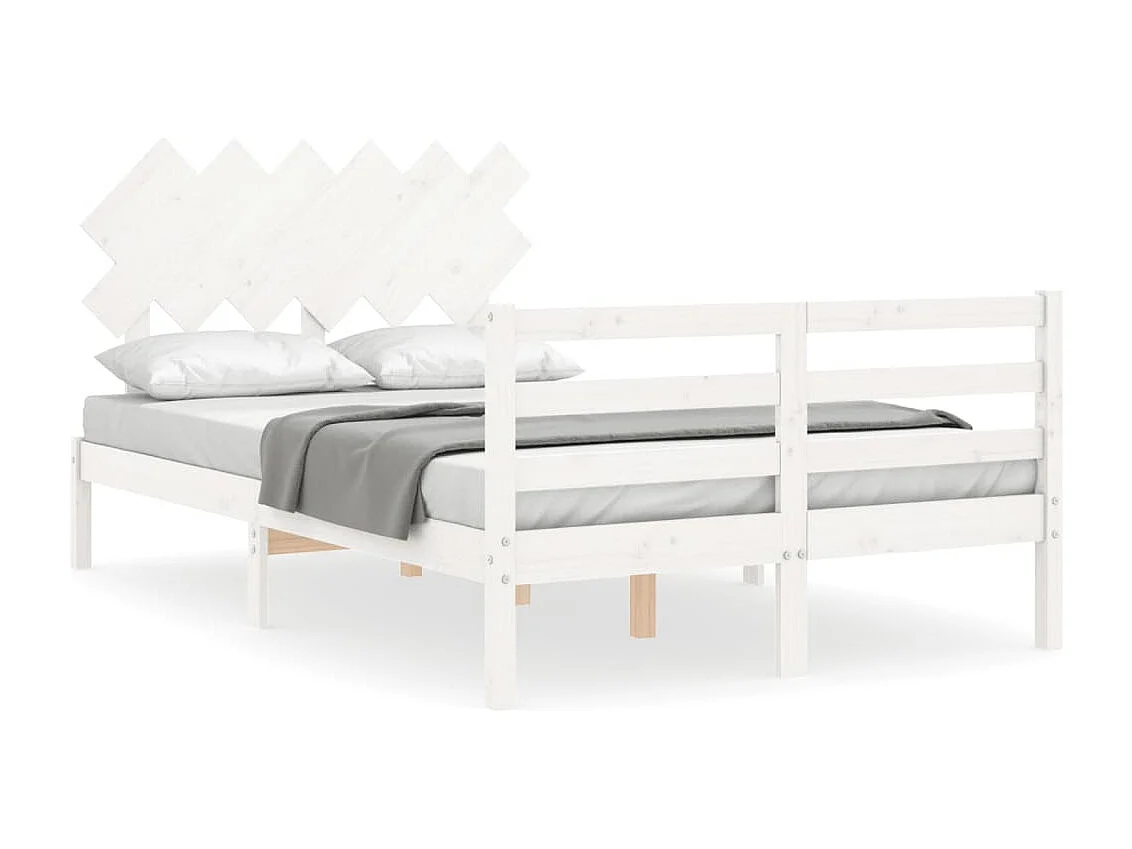 Cadre de lit sans matelas blanc bois massif