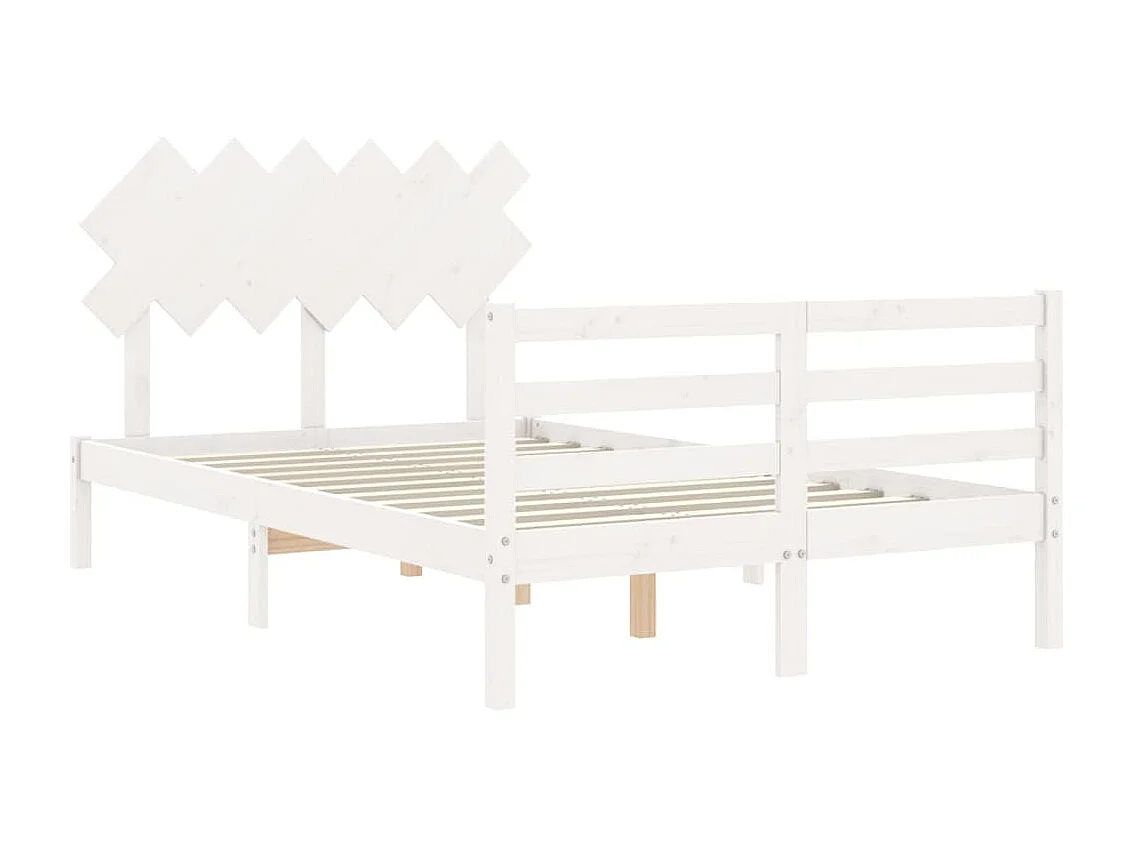 Cadre de lit sans matelas blanc bois massif
