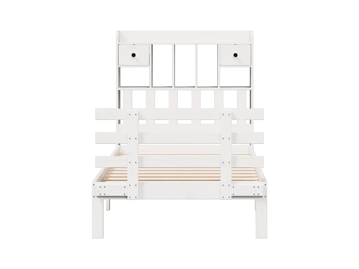 Letto libreria bianco senza materasso 90x190cm in legno massello di pino