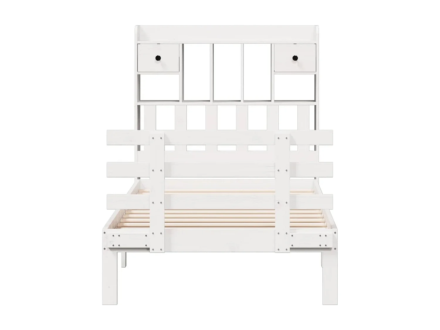 Lit bibliothèque sans matelas blanc 90x190cm bois de pin massif