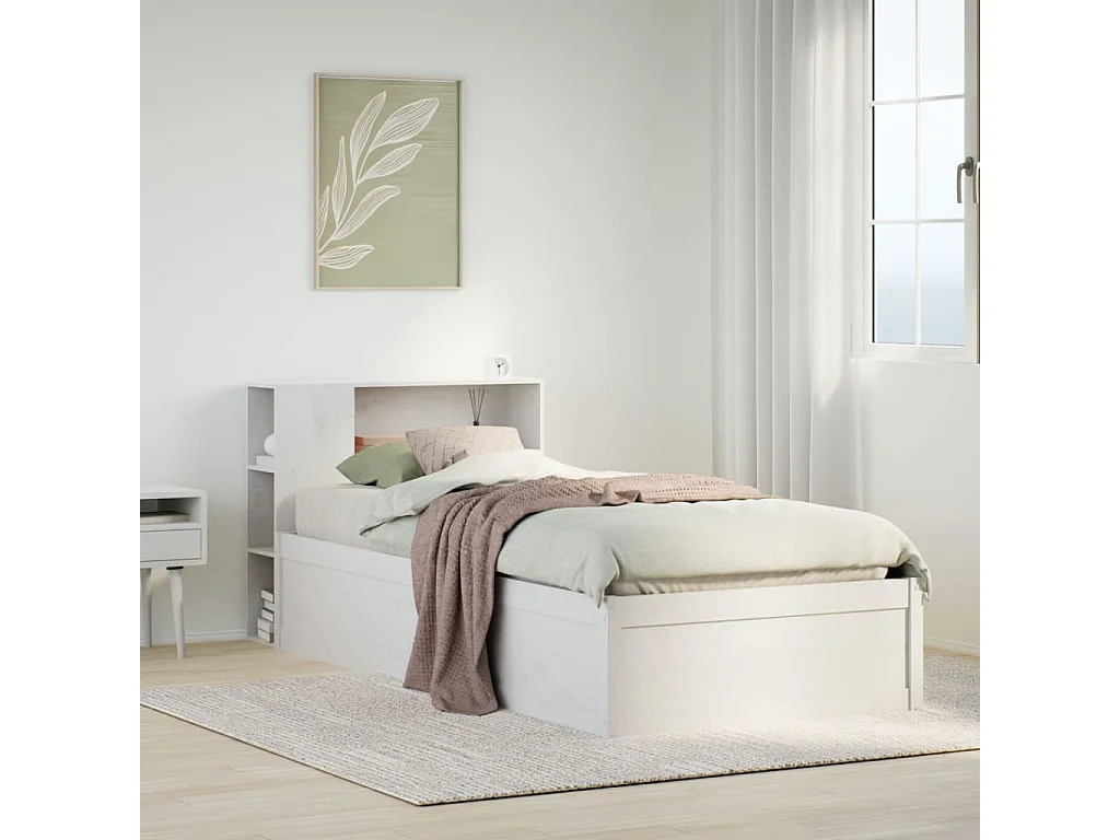 Cadre de lit sans matelas blanc 100x200 cm bois de pin massif