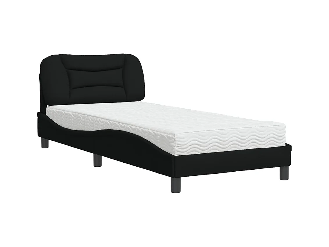 Letto con materasso nero 90x190 cm in tessuto