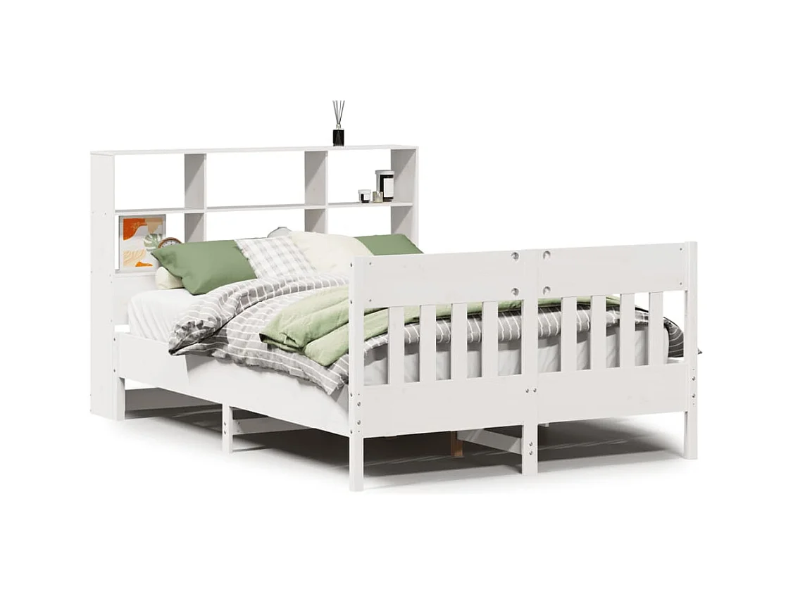 Cadre de lit sans matelas blanc 160x200 cm bois de pin massif