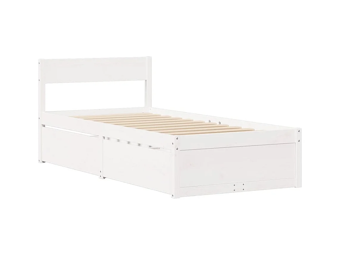 Struttura letto senza materasso bianco 90x190 cm in legno massello di pino