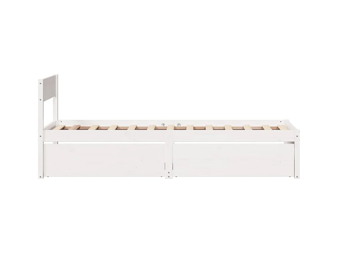 Struttura letto senza materasso bianco 90x190 cm in legno massello di pino