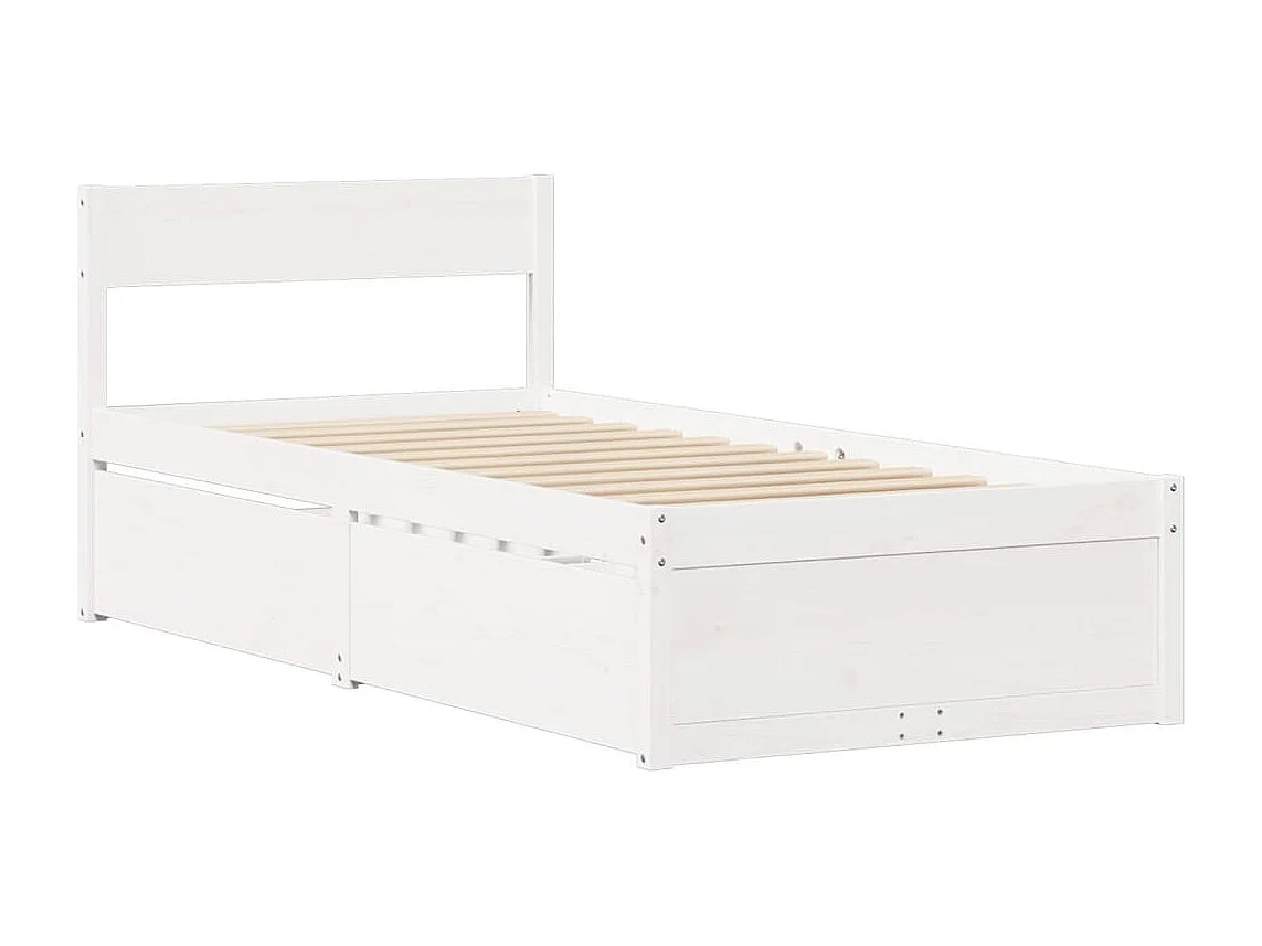 Struttura letto senza materasso bianco 90x190 cm in legno massello di pino