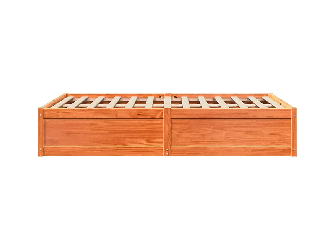 Estructura de cama sin colchón, color marrón cera, 135x190cm, madera maciza de pino