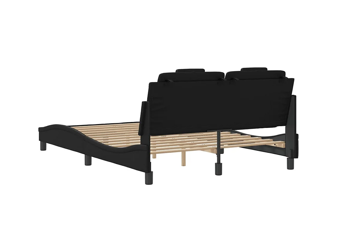 Cadre de lit avec LED sans matelas noir 140x200 cm