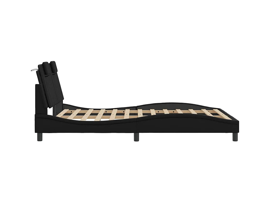 Cadre de lit avec LED sans matelas noir 140x200 cm