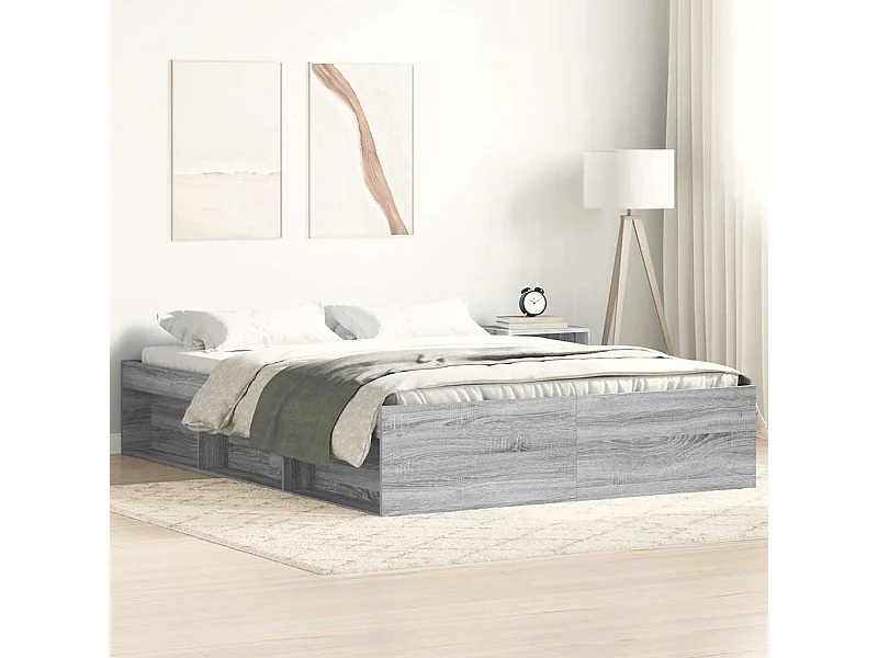 Estructura de cama sin colchón Sonoma gris 150x200 cm