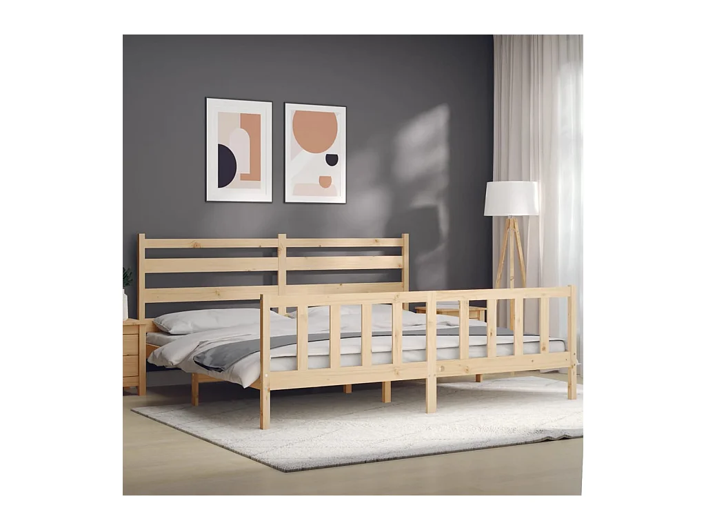 Estructura de cama sin colchón 200x200 cm madera maciza de pino