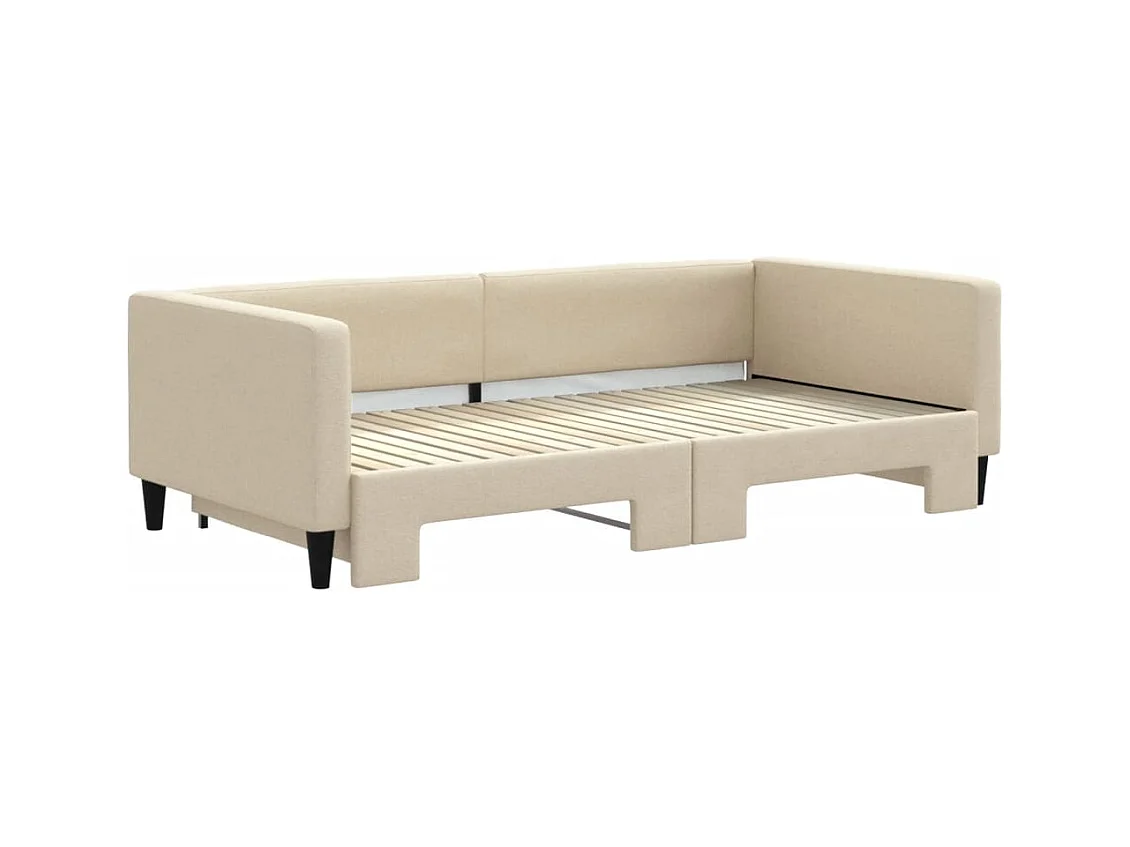 Dagbed met uitschuifbed crème 100x200 cm stof