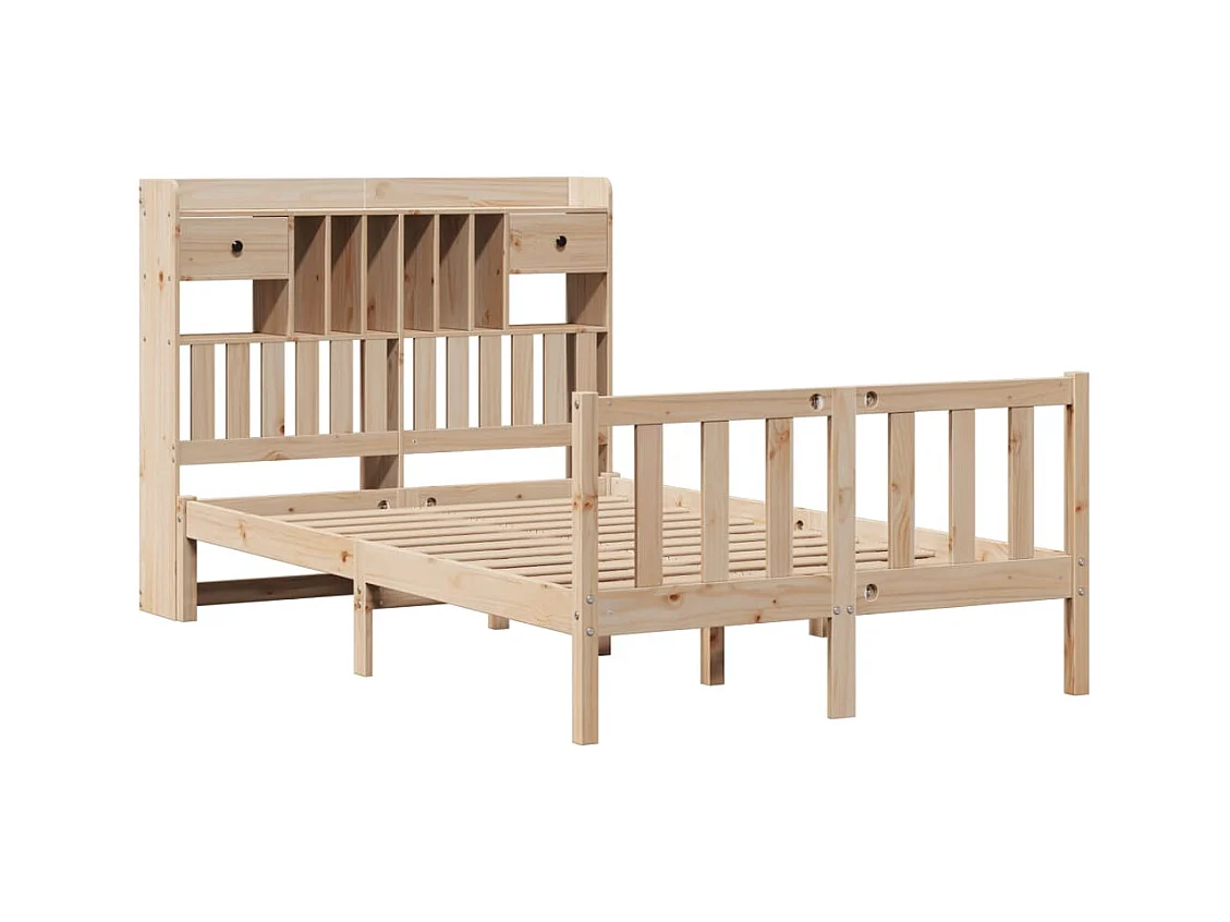 Letto libreria senza materasso 135x190 cm in legno massello di pino
