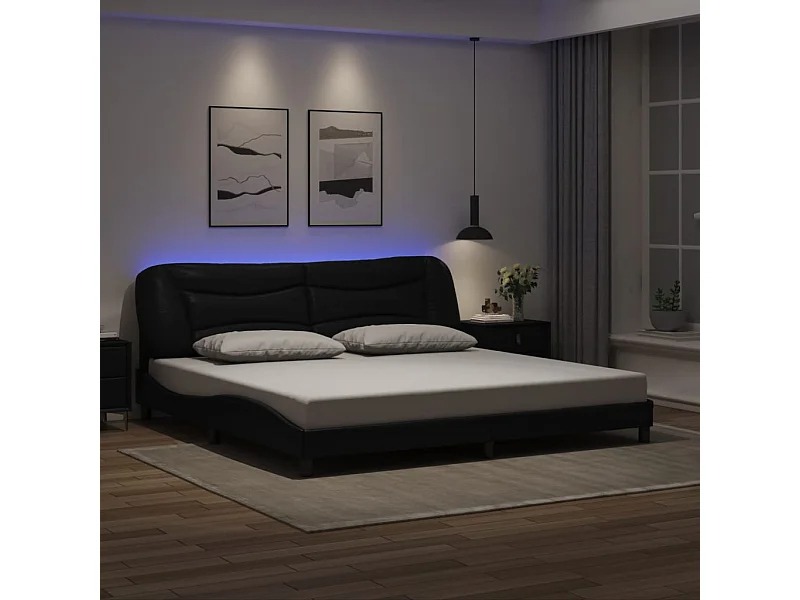 Bedframe met LED zonder matras zwart 200x200 cm