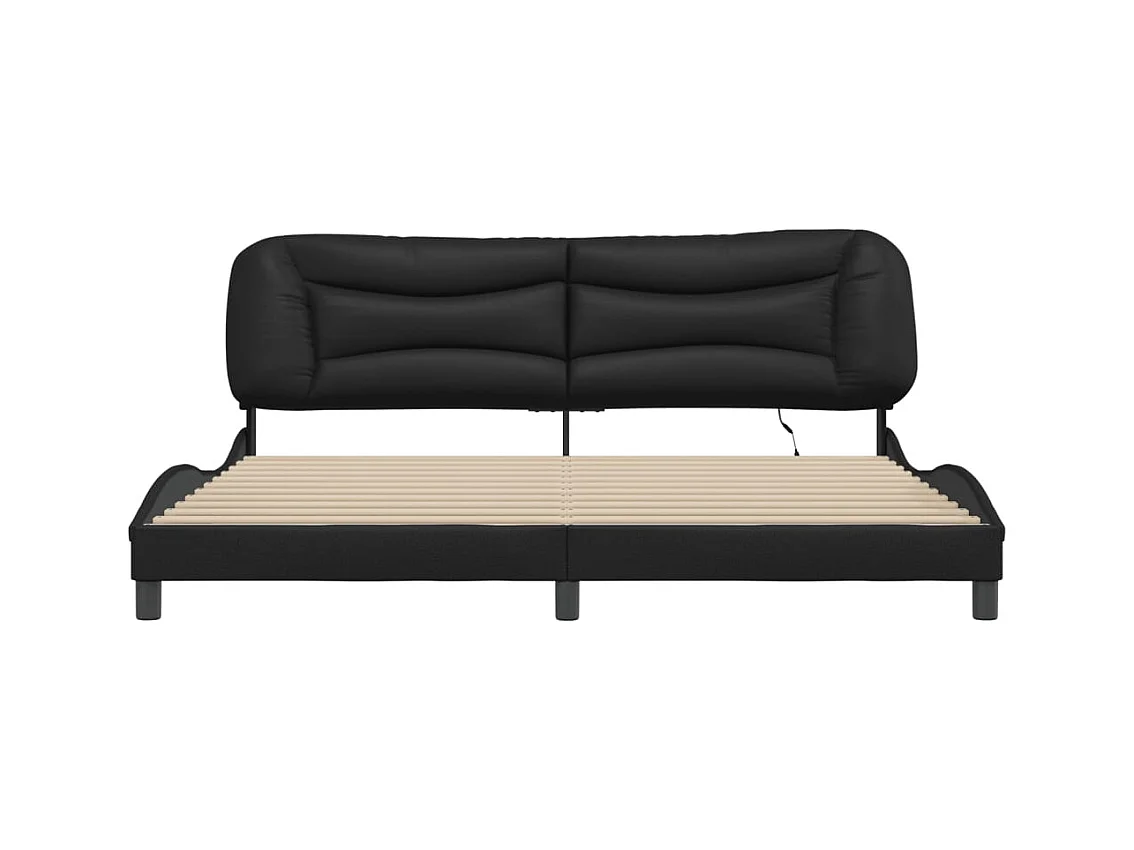 Struttura letto con LED senza materasso nero 200x200 cm