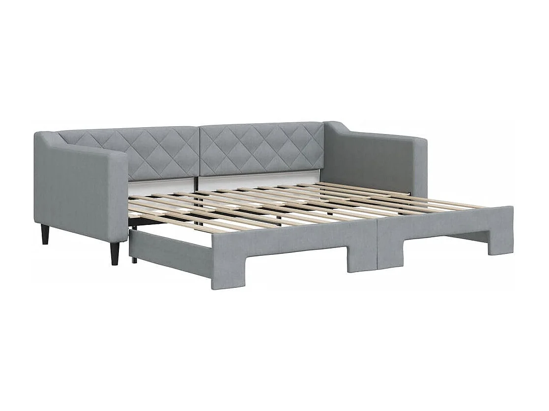 Cama de día con nido sin colchón gris claro 90x200 cm
