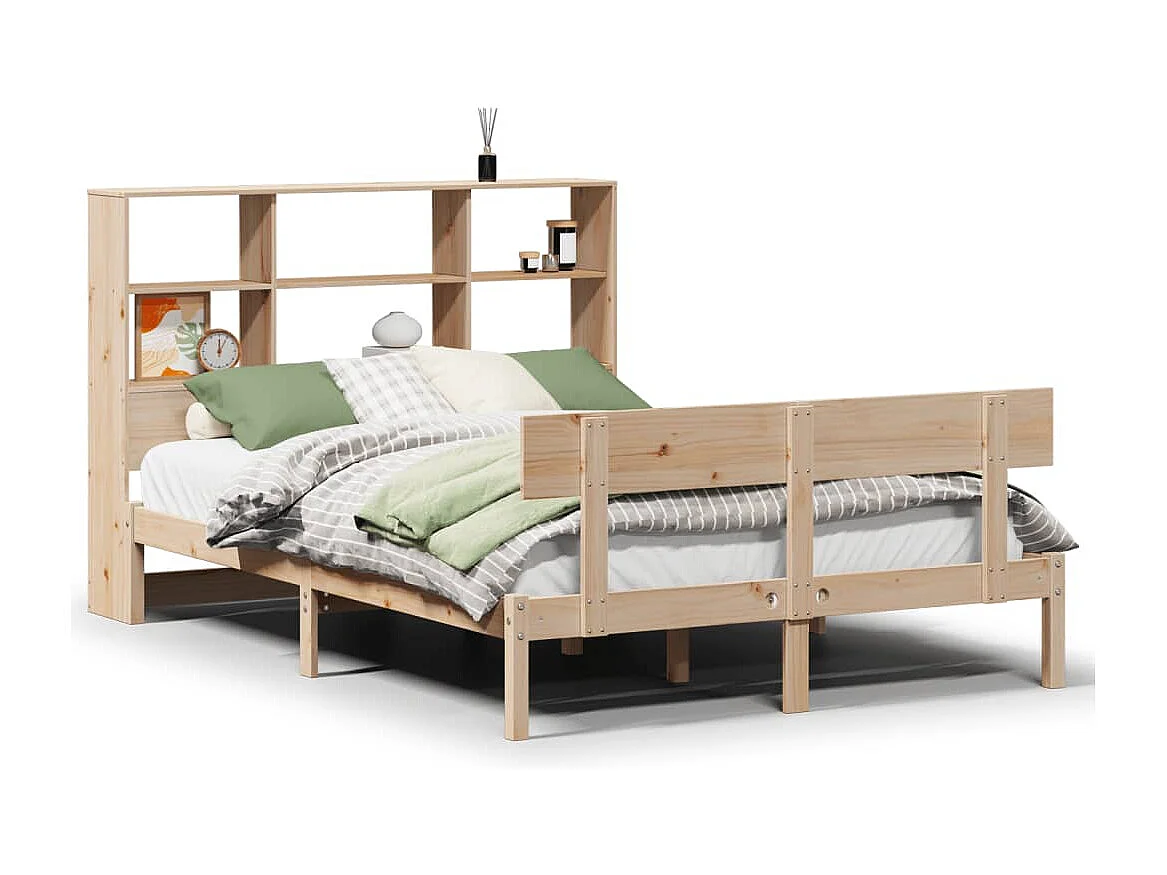Cama biblioteca sin colchón 160x200 cm madera maciza de pino