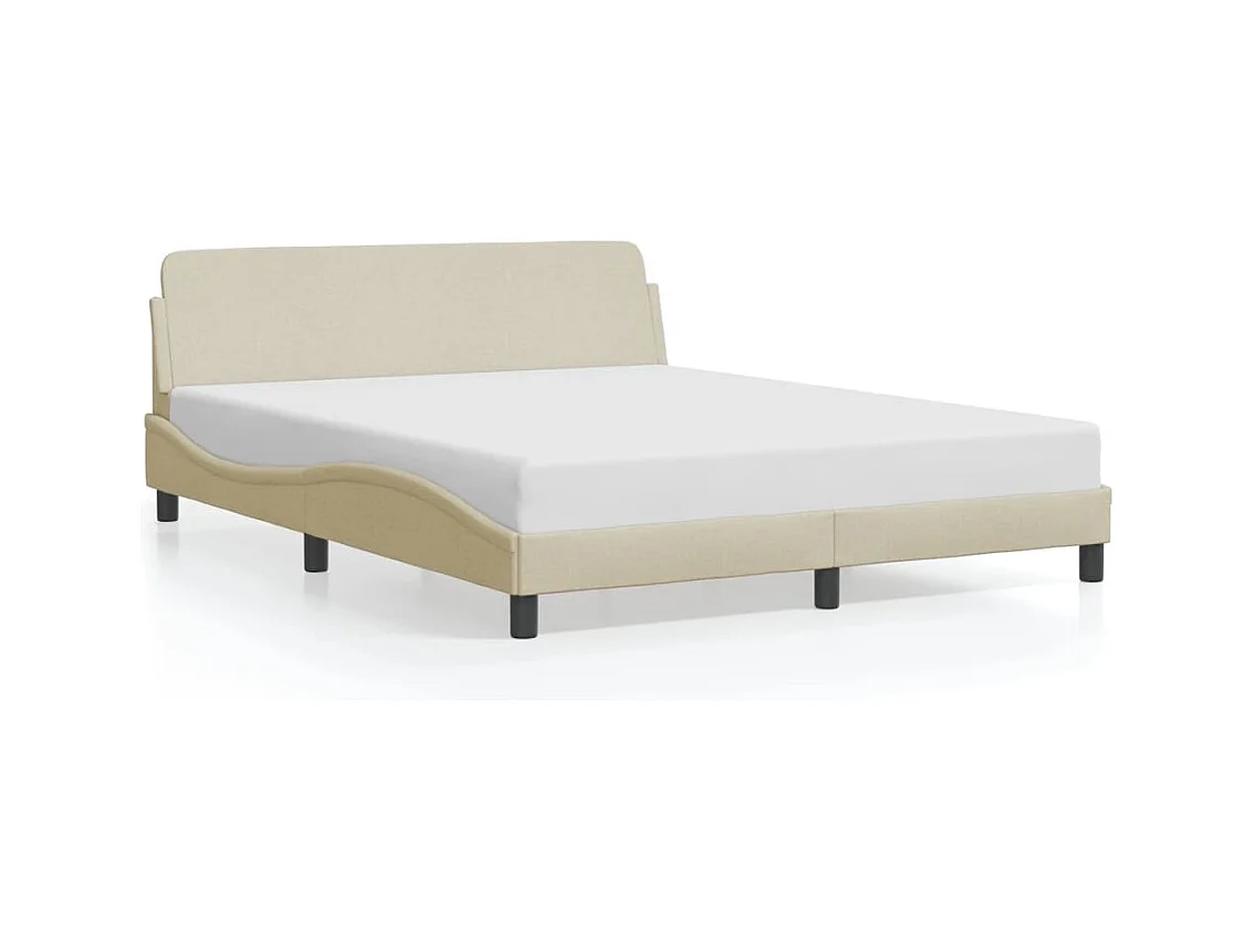 Cadre de lit sans matelas crème 160x200 cm tissu
