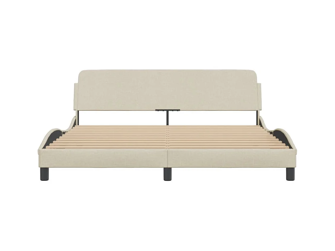 Cadre de lit sans matelas crème 160x200 cm tissu