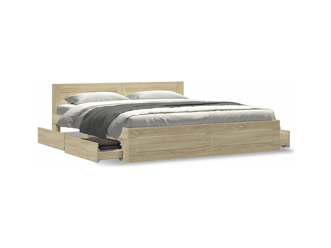 Cabecero de cama sin colchón roble sonoma 200x200 cm