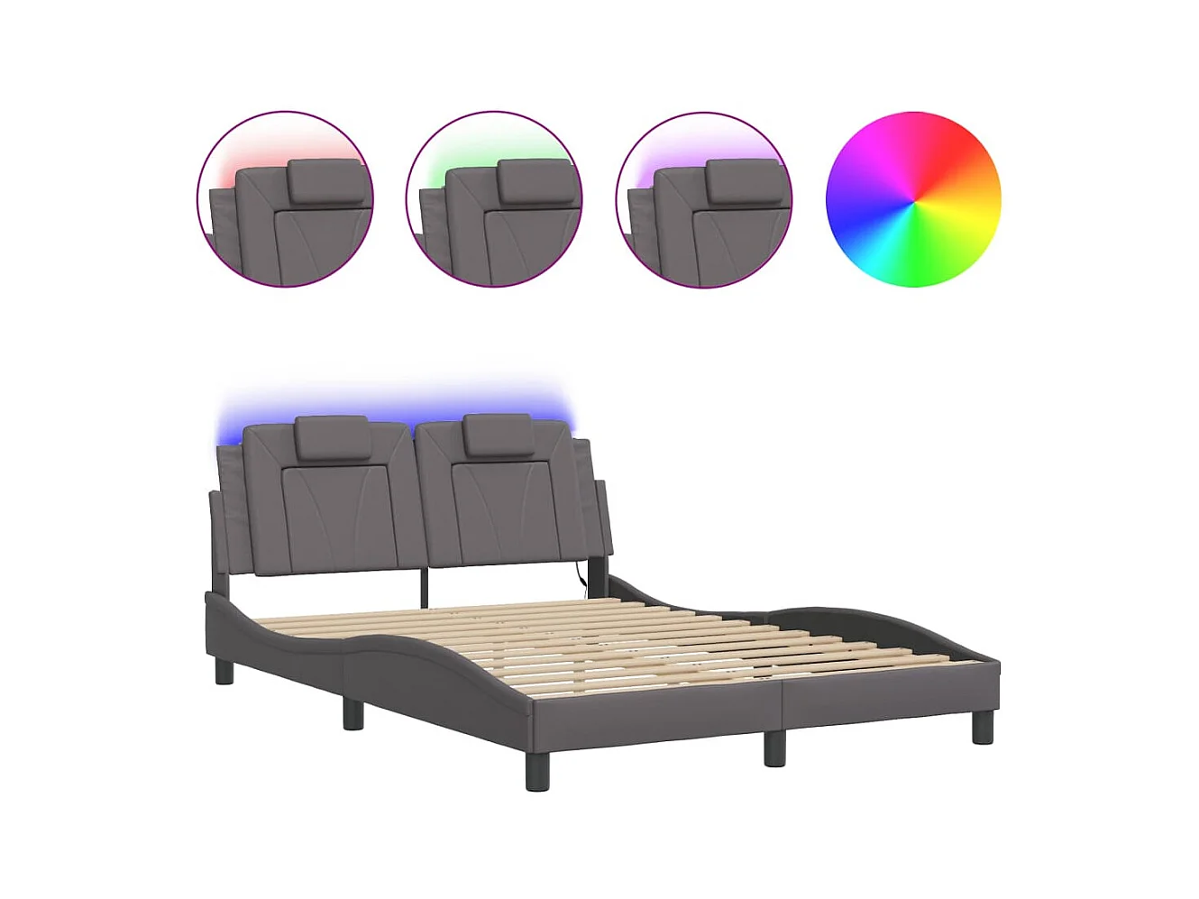 Bedframe met LED zonder matras grijs 120x200 cm