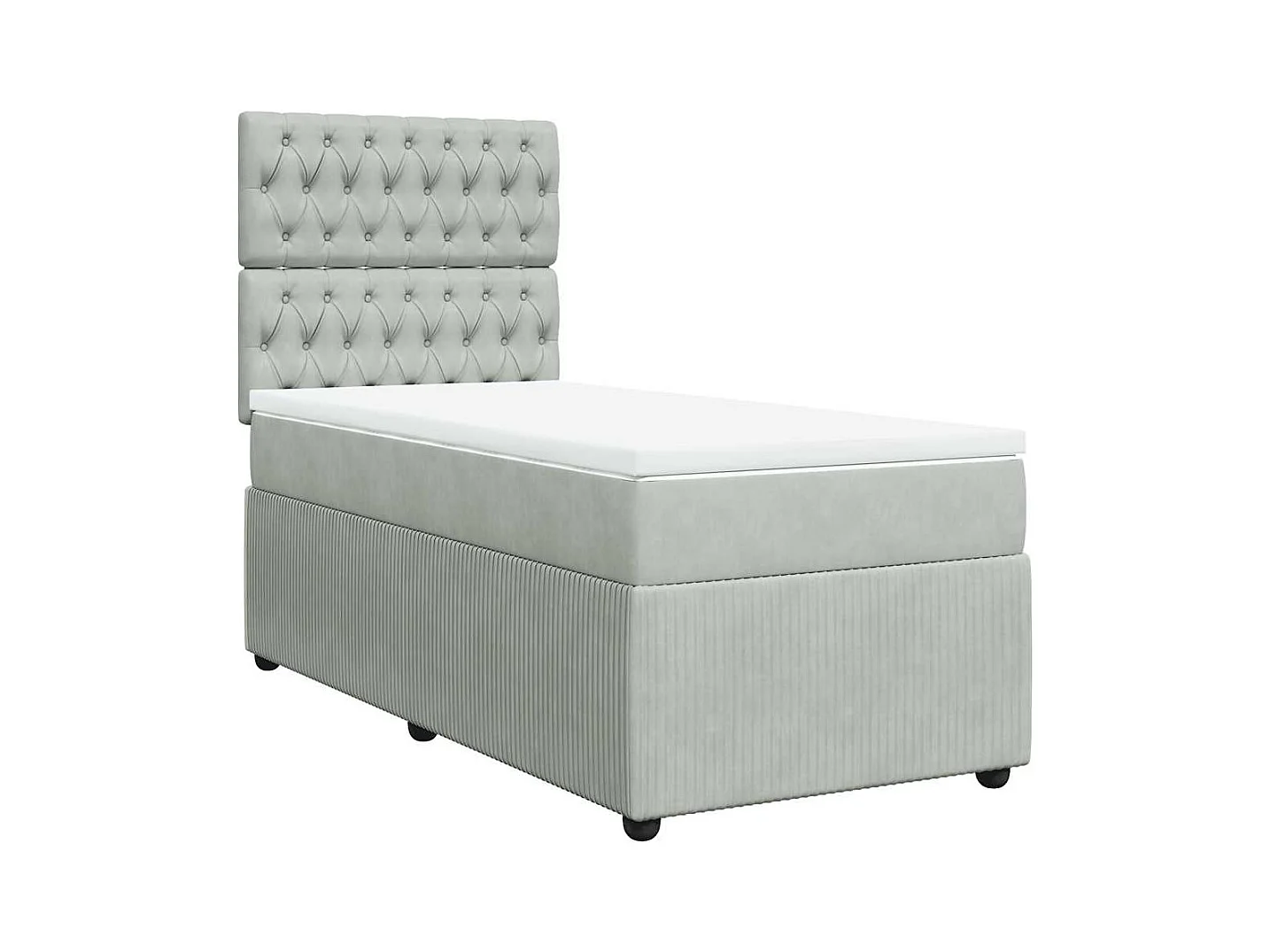 Somier de láminas de terciopelo gris claro de 100 x 200 cm y colchón