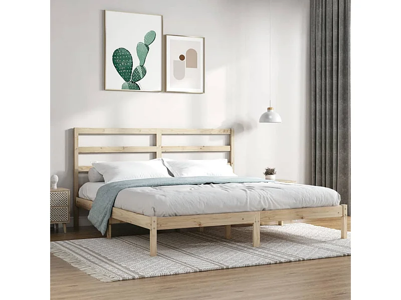 Estructura de cama sin colchón 200x200 cm madera maciza de pino