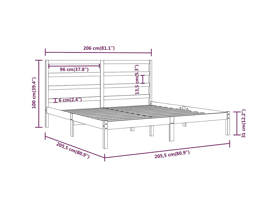 Estructura de cama sin colchón 200x200 cm madera maciza de pino