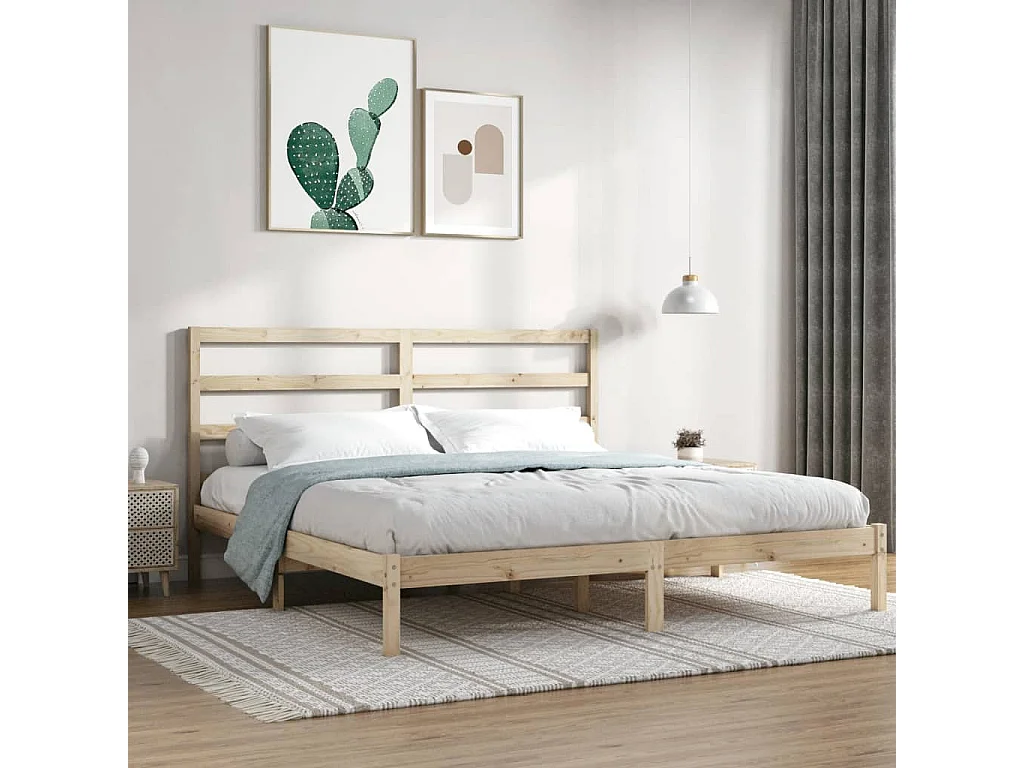 Cadre de lit sans matelas 200x200 cm bois massif de pin